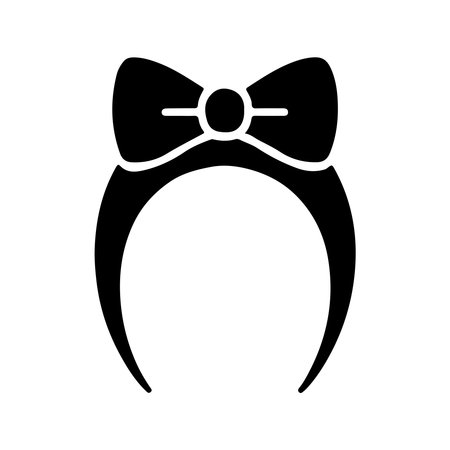 A clean, solid icon of a hairband featuring a prominent bow, presented isolated on a white background for versatile design use.のイラスト素材