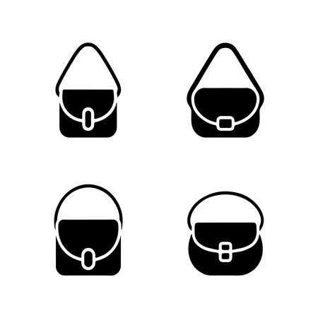 A clean, solid icon representing a crossbody bag, presented in isolation on a white background.のイラスト素材