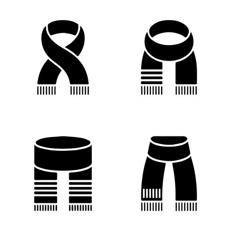 A collection of solid icons representing ethnic scarves, presented individually isolated on a clean white background.のイラスト素材