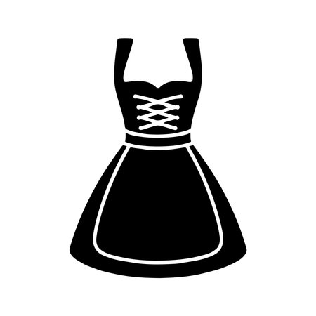A clean, solid icon representing a dirndl apron, presented in isolation on a white background.のイラスト素材