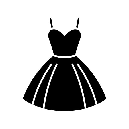 A clean, solid icon representing a cocktail dress, presented in isolation on a white background.のイラスト素材