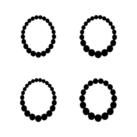 A collection of solid icons representing beaded necklaces, presented as an isolated object on a clean white background.のイラスト素材