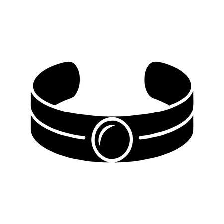 A clean, solid icon representing a cuff bracelet, presented clearly isolated on a white background for versatile design use.のイラスト素材