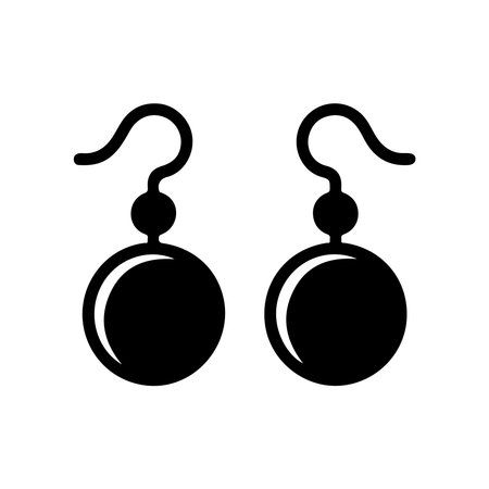 A clean, solid icon representing dangle earrings, presented in a simple and clear design isolated on a white background.のイラスト素材