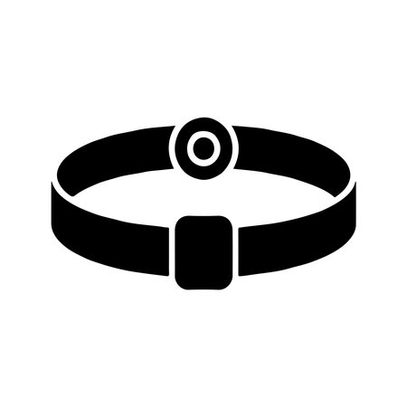 A simple, clean solid icon representing a leather bracelet. The design is presented isolated on a white background for easy integration.のイラスト素材