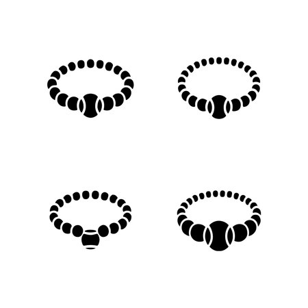 A collection of solid icons representing tennis bracelets, presented clearly isolated on a white background for versatile design use.のイラスト素材