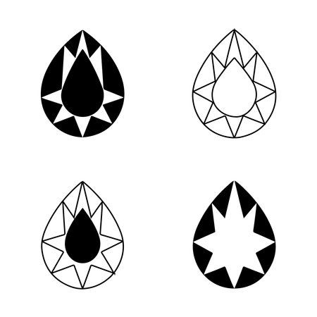 A collection of solid pear-shaped gem icons, each isolated on a clean white background for versatile design use.のイラスト素材