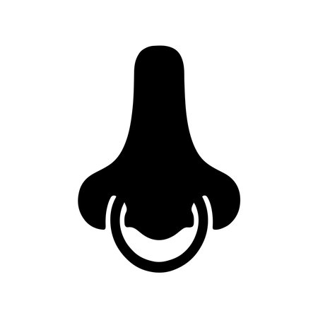 A clean, solid icon representing a nose ring, presented in isolation on a white background for versatile design applications.のイラスト素材