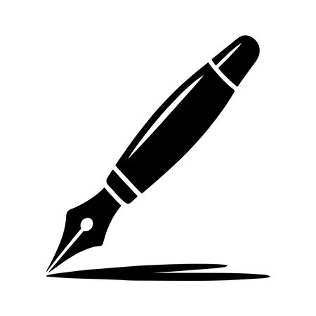 A clean, solid icon of a calligraphy pen presented in isolation on a white background. This design is perfect for digital and print applications.のイラスト素材