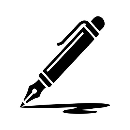 A single, solid icon representing a gel pen. This graphic is presented cleanly isolated on a white background.のイラスト素材
