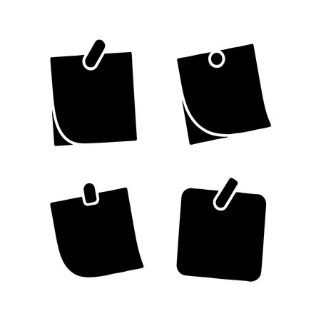 A collection of clean, solid sticky note icons presented individually on a white background for easy integration.のイラスト素材