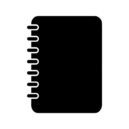 A clean, solid icon representing a spiral notebook, presented clearly on a white background for versatile design use.のイラスト素材