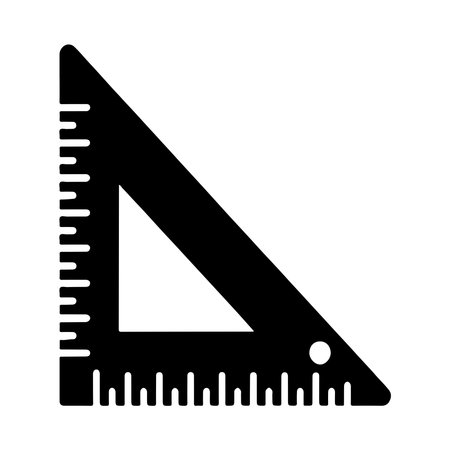 A solid icon representing an angle ruler, precisely rendered and isolated on a clean white background for versatile use.のイラスト素材