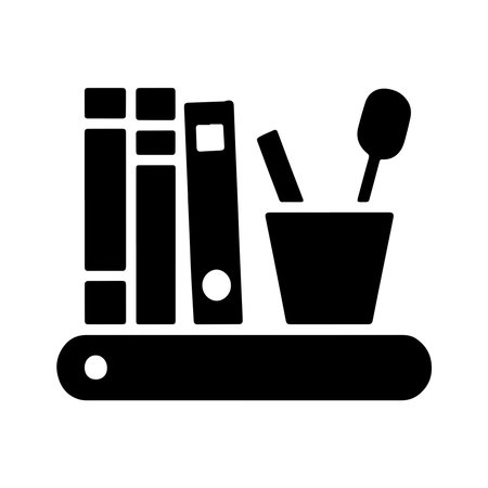 A clean, solid icon representing a desk organizer, presented in isolation on a white background for versatile use.のイラスト素材
