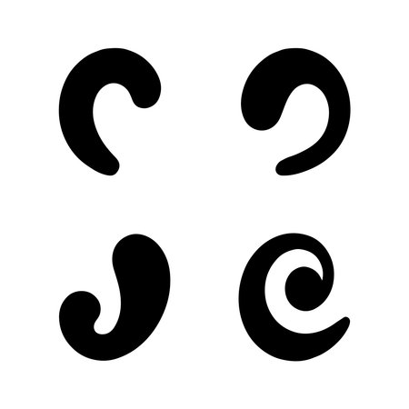 A collection of solid icon designs featuring French curves, presented as individual graphic elements isolated on a clean white background.のイラスト素材