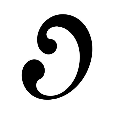 A solid icon representing a French curve drafting tool, presented clearly isolated on a white background for versatile design use.のイラスト素材