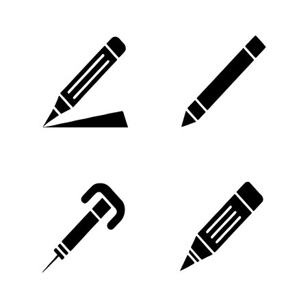 A collection of solid icons representing drafting tools, presented as an isolated object on a white background.のイラスト素材