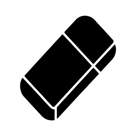 A simple, solid icon of a rectangular eraser. This graphic is presented clearly isolated on a white background for easy integration.のイラスト素材