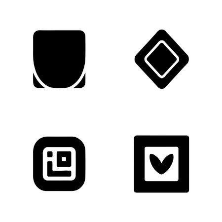 A collection of solid geometric set square icons presented clearly on a white background.のイラスト素材