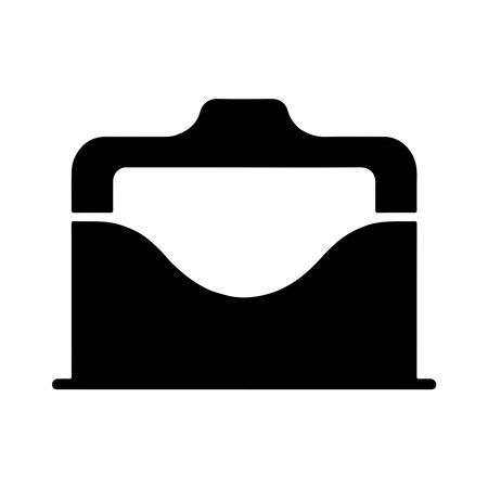 A clean, solid icon representing a business card holder. This graphic is presented isolated on a white background, perfect for various design applications.のイラスト素材