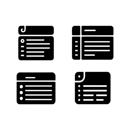 A collection of solid index card icons presented clearly on a white background, suitable for various design applications.のイラスト素材