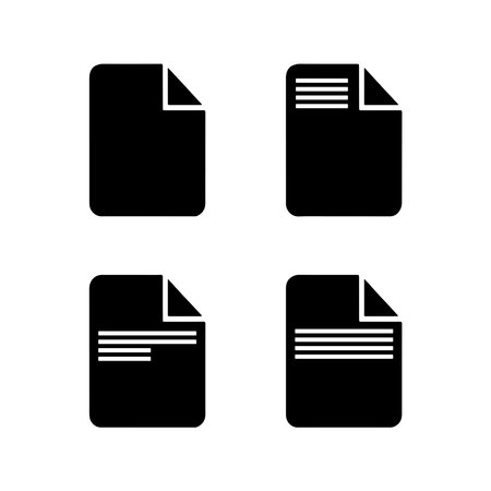 A collection of solid icons representing various paper-related concepts, all isolated on a clean white background.のイラスト素材