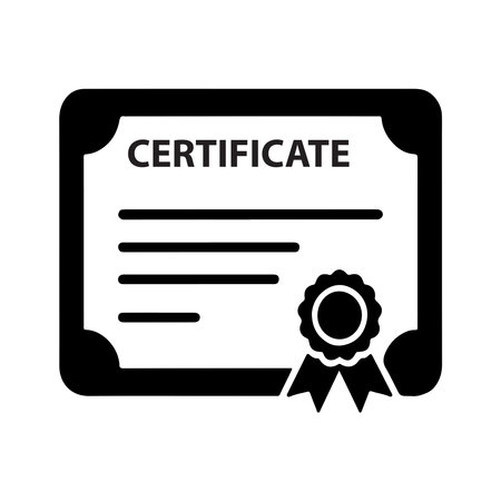A clean, solid icon representing a certificate or official document, ideal for award, achievement, or validation graphics.のイラスト素材