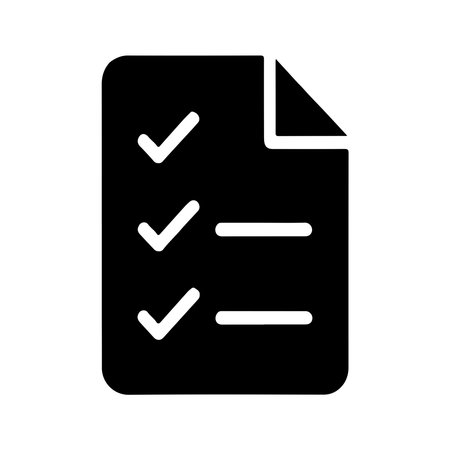 A single, solid icon representing a checklist document, suitable for various design applications. Includes a range of color variations.のイラスト素材
