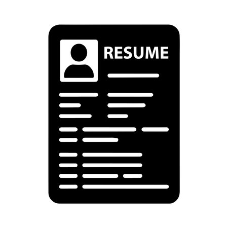 A clean, solid icon representing a resume or CV, perfect for job application platforms and professional profiles.のイラスト素材