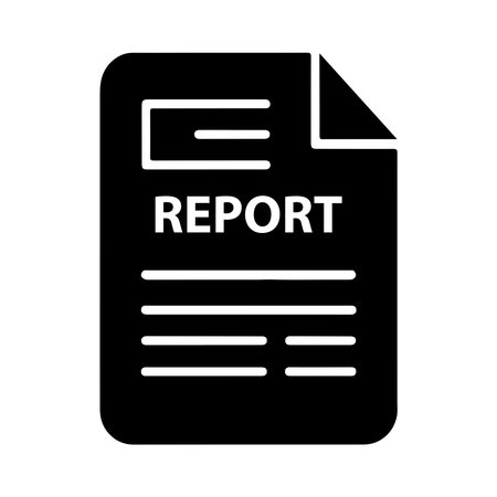 A single, clean, solid icon representing a report document, suitable for various digital interfaces and print materials. Includes color variations.のイラスト素材