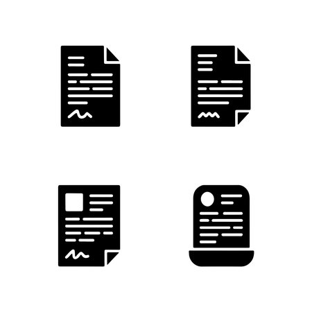 A collection of clean, solid icons designed for professional letterheads, suitable for various business and branding applications.のイラスト素材