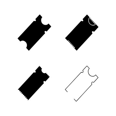 A collection of solid icons representing tickets and vouchers, presented individually on a clean white background.のイラスト素材