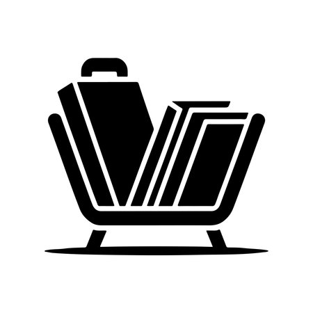 A single, solid icon representing a magazine rack. This graphic is presented clearly on a white background for easy integration.のイラスト素材