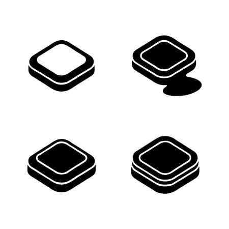 A collection of solid ink pad icons presented clearly on a white background, suitable for various design applications.のイラスト素材