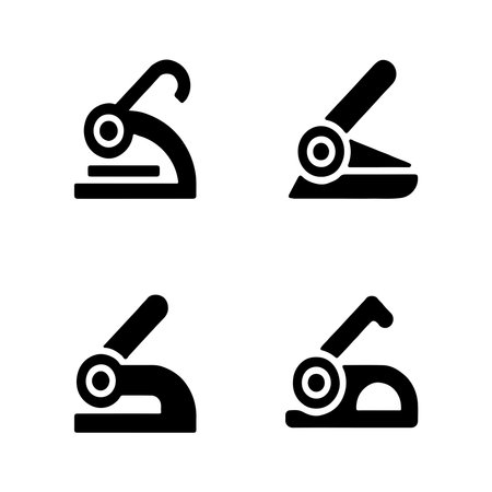A collection of solid icons representing paper trimmers, presented as an isolated object on a clean white background.のイラスト素材
