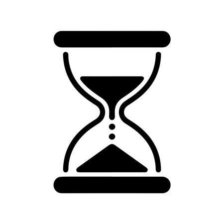 A clean, solid hourglass icon representing time and measurement, presented isolated on a white background.のイラスト素材