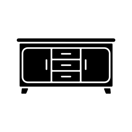A clean, solid icon representing a sideboard. This graphic is presented isolated on a white background for easy integration.のイラスト素材