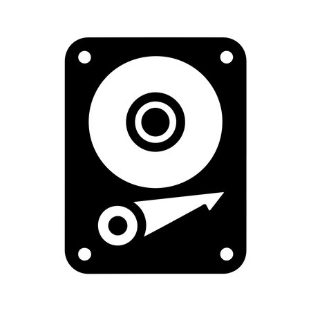 A solid icon representing an external hard drive, presented clearly isolated on a white background for versatile use.のイラスト素材