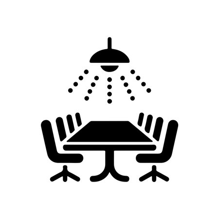 A solid icon representing a conference room interior, displayed in full color on a clean white background.のイラスト素材