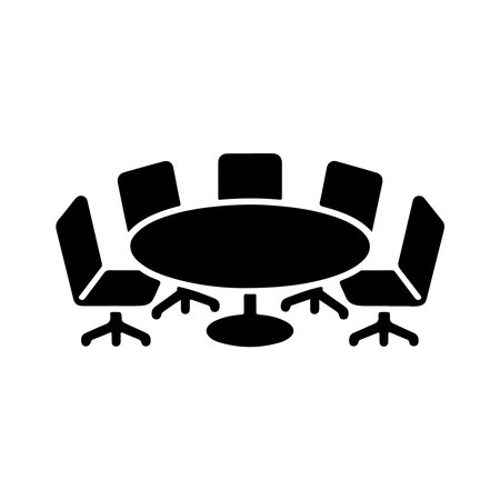 A clean, solid icon representing a meeting table, presented in isolation on a white background for versatile design use.のイラスト素材