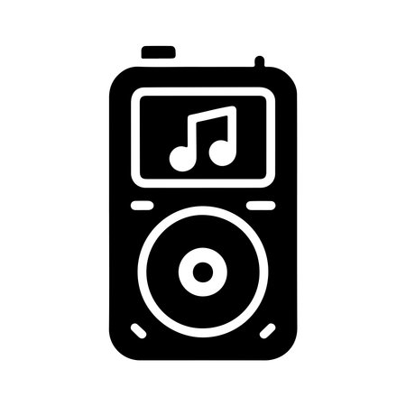 A clean, solid icon representing a portable music player, presented in isolation on a white background.のイラスト素材