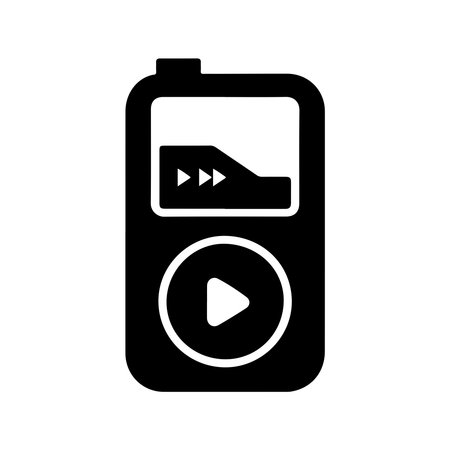 A clean, solid icon representing a portable music player, presented in isolation on a white background.のイラスト素材