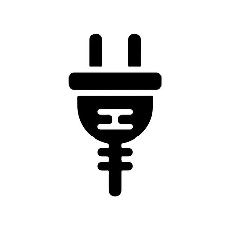 A single, solid plug connector icon presented clearly on a clean white background for easy integration.のイラスト素材