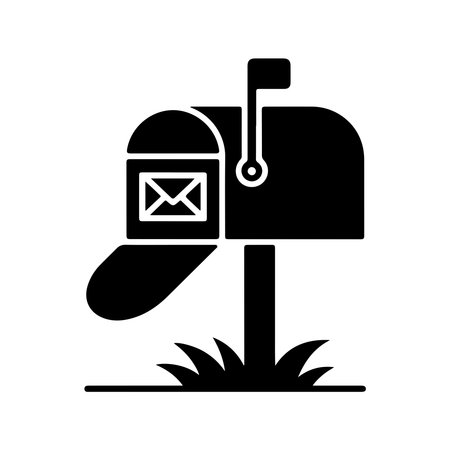 A solid icon of a red postbox or mailbox, presented clearly isolated on a white background for versatile use.のイラスト素材
