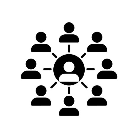 A clean, modern solid icon representing remote teamwork and collaboration, suitable for digital platforms and presentations.のイラスト素材