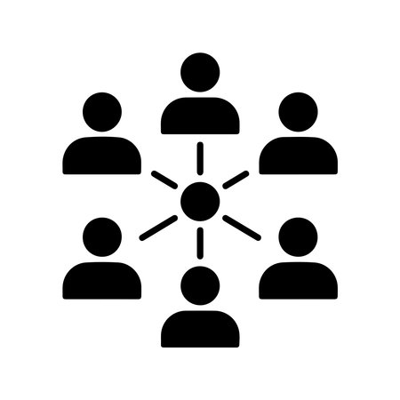 A collection of solid icons representing remote teamwork, collaboration, and digital communication for various applications and interfaces.のイラスト素材