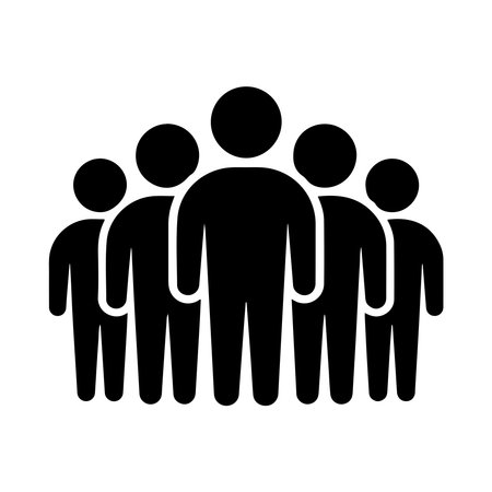 A single, solid icon representing a volunteer group, presented clearly isolated on a white background for versatile design use.のイラスト素材