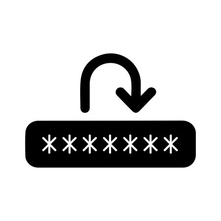 A single, solid icon representing a password reset function, designed for user account security and access management, isolated on a white background.のイラスト素材