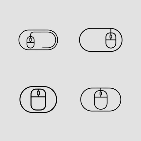 A collection of clean, outline-style icons suitable for mouse pad designs, presented in a versatile graphic format.のイラスト素材