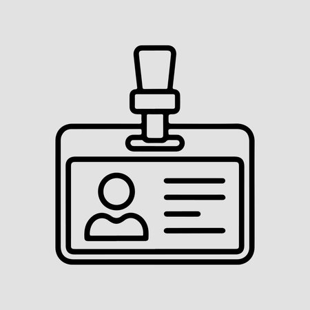 A simple outline icon representing an ID card holder. This graphic is presented in a clean, isolated format on a white background.のイラスト素材